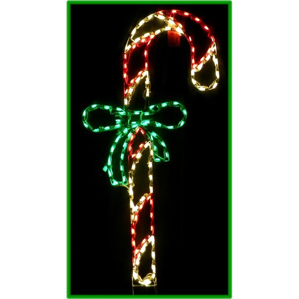 Lori's Lighted D'Lites Candy Cane With Bow Christmas Lighted Display ...